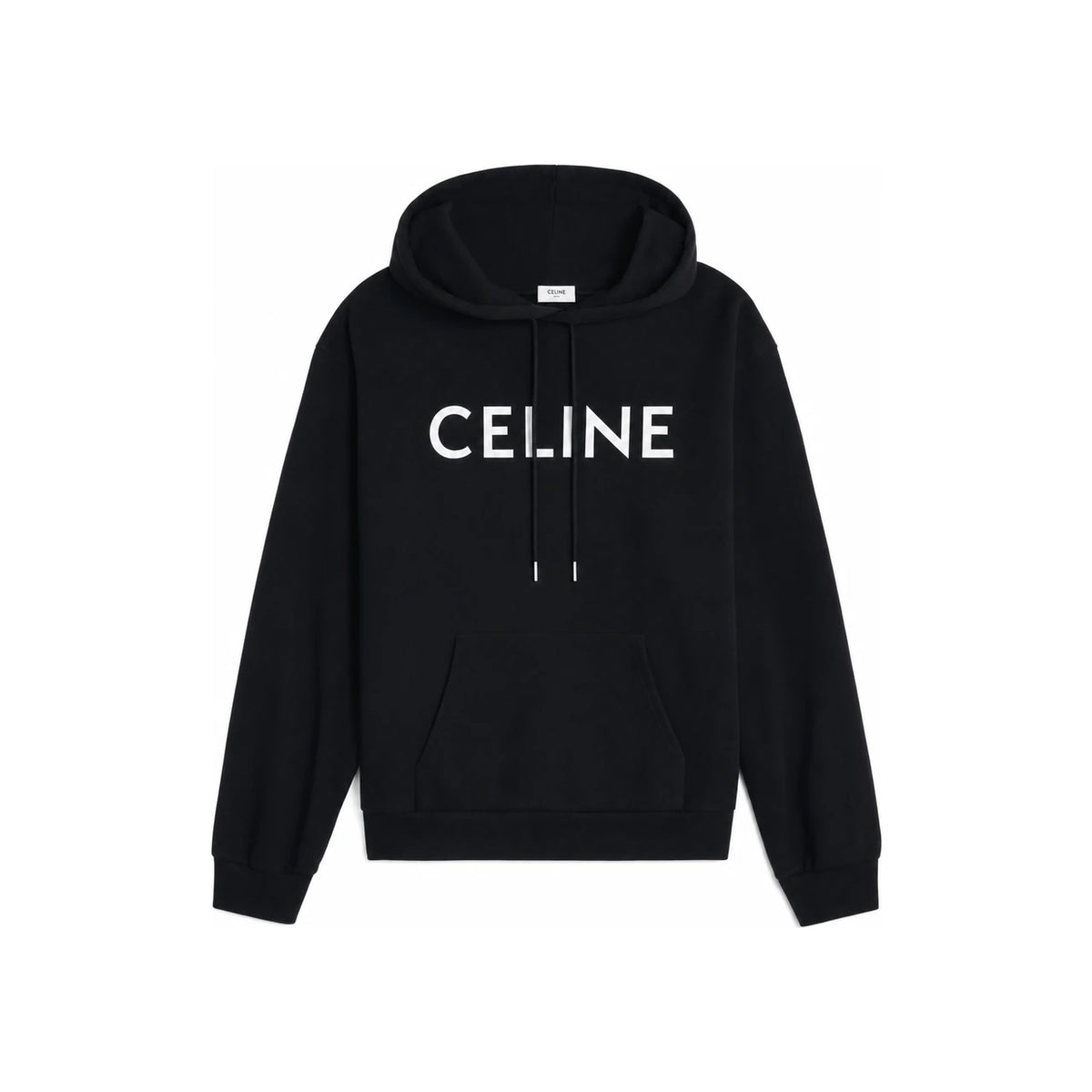 CELINE Cotton Fleece Loose Fit Hoodie Black White