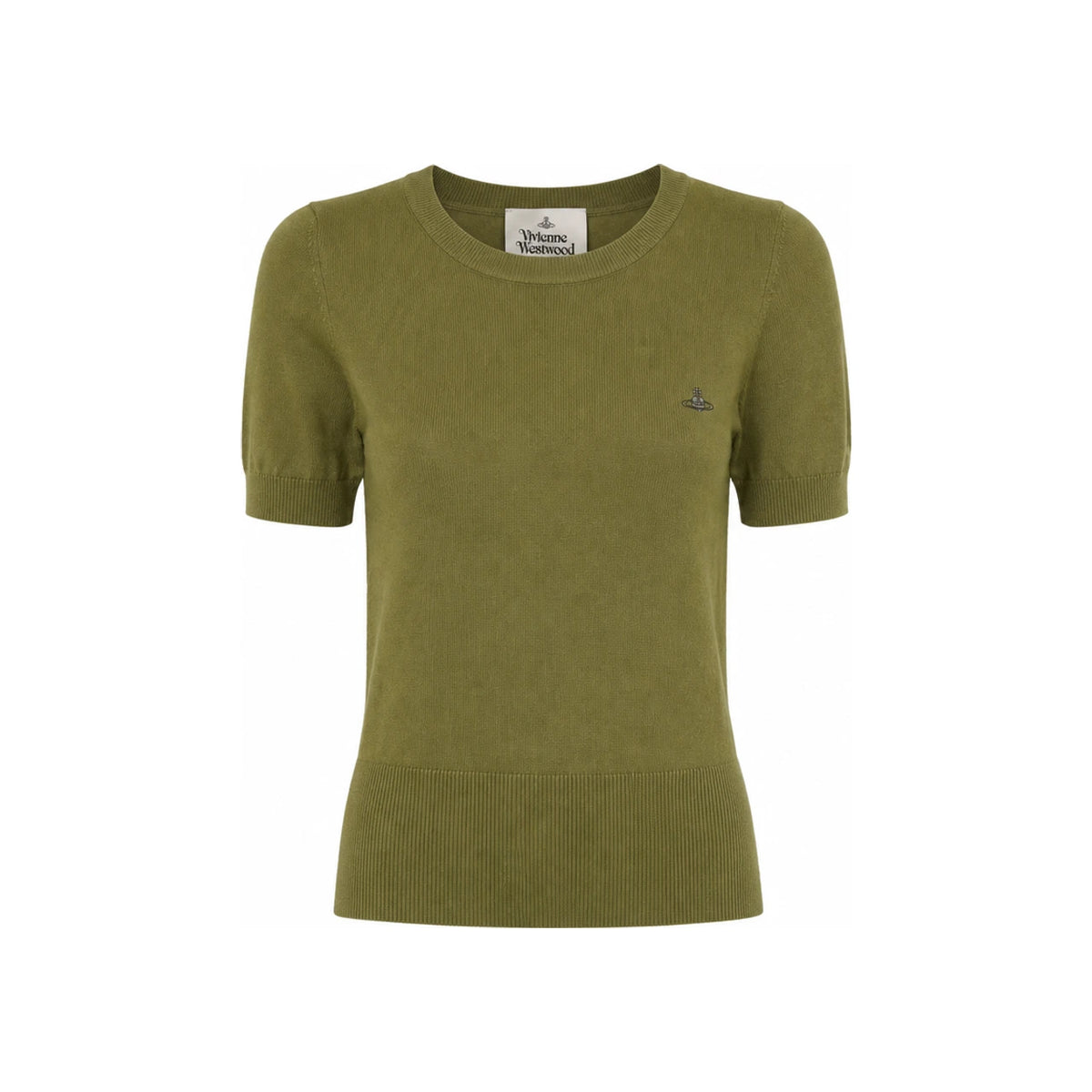 Vivienne Westwood Bea Olive Round Neck Knit Top