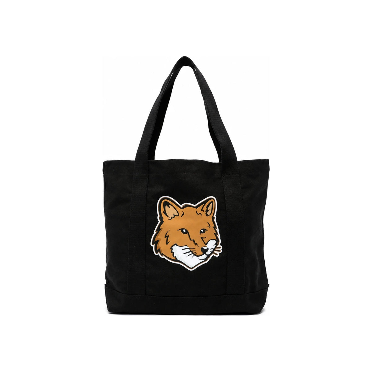 Maison Kitsune Unisex Fox Head Black Canvas Tote Bag