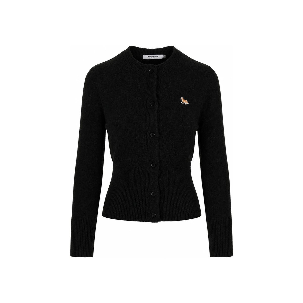 Maison Kitsune Women's Wool Fox Logo Cardigan Black JW00514KT1006 P199
