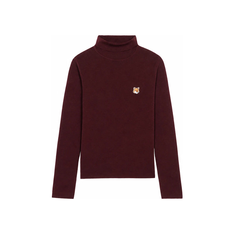 Maison Kitsune Fox Head Patch Turtleneck Knit Sweater Navy
