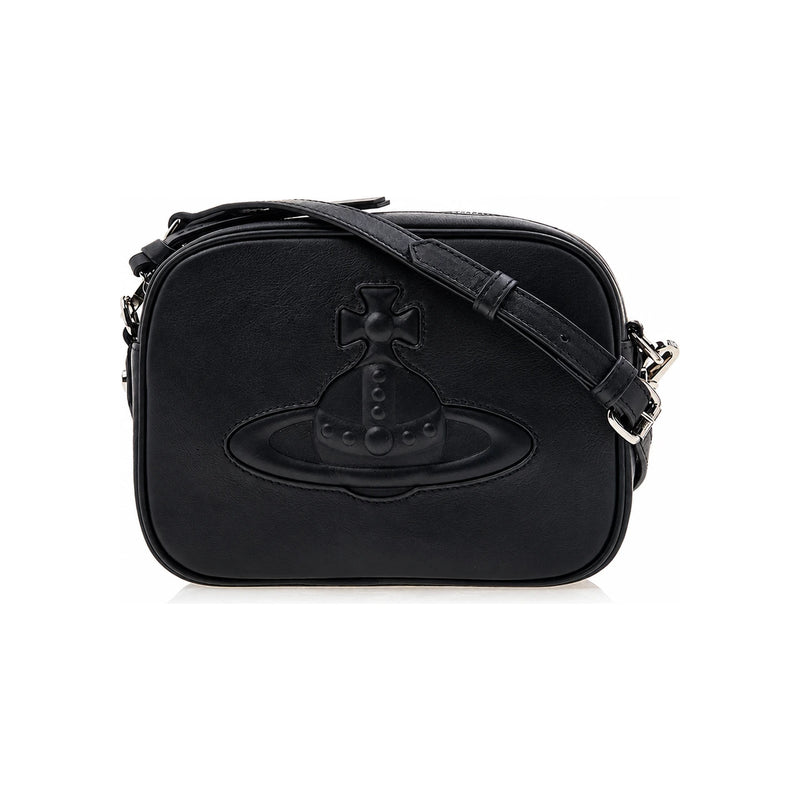Vivienne Westwood Grain Leather Chain Crossbody Bag Black