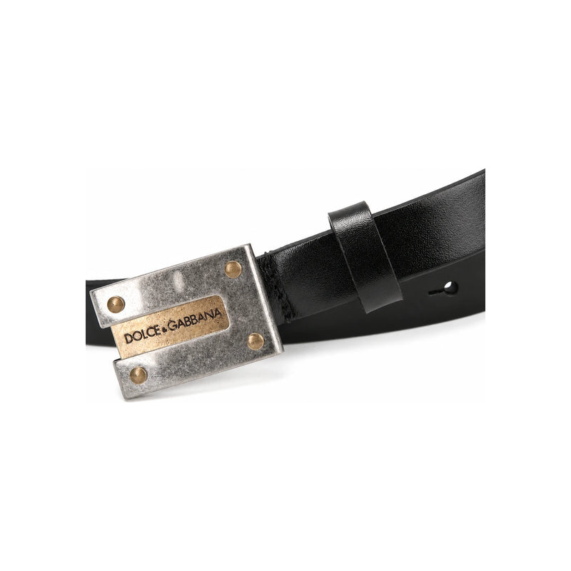 Dolce&Gabbana Men's DG Logo Antique Plaque Buckle Skinny Belt BC2954 A6E61 80999