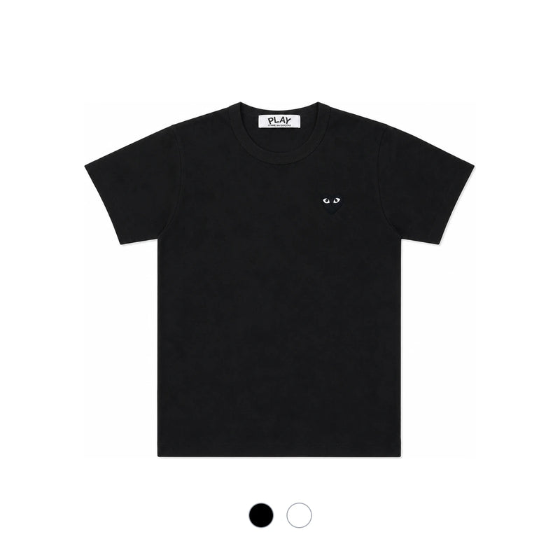 Comme des Garcons Women's Black Red Logo Patch Short Sleeve T-Shirt AX T108