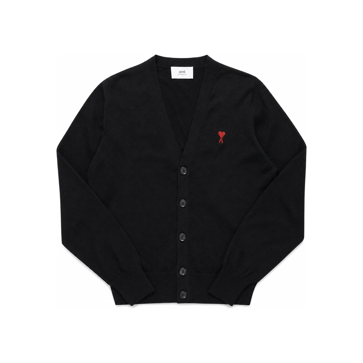 AMI Heart Logo Merino Wool Cardigan