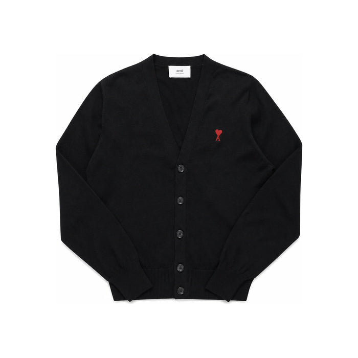 AMI Heart Logo Merino Wool Cardigan
