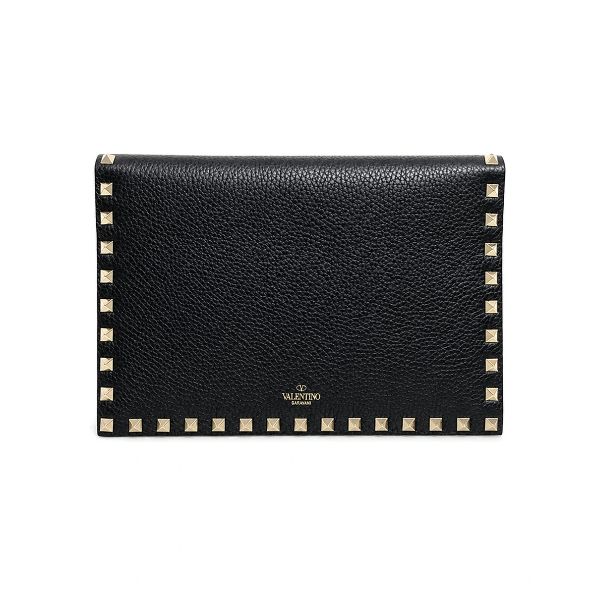 VALENTINO Rockstud Black Leather Clutch Bag TW2P0S39 VSH