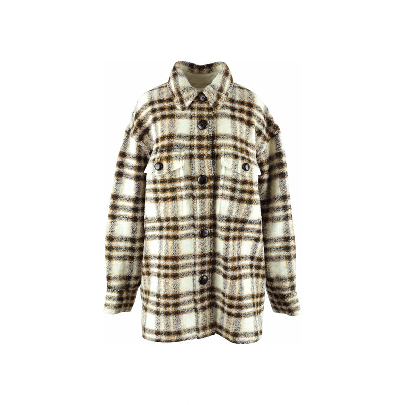 Isabel Marant Harveli Check Shirt Jacket Ecru Women’s Jacket