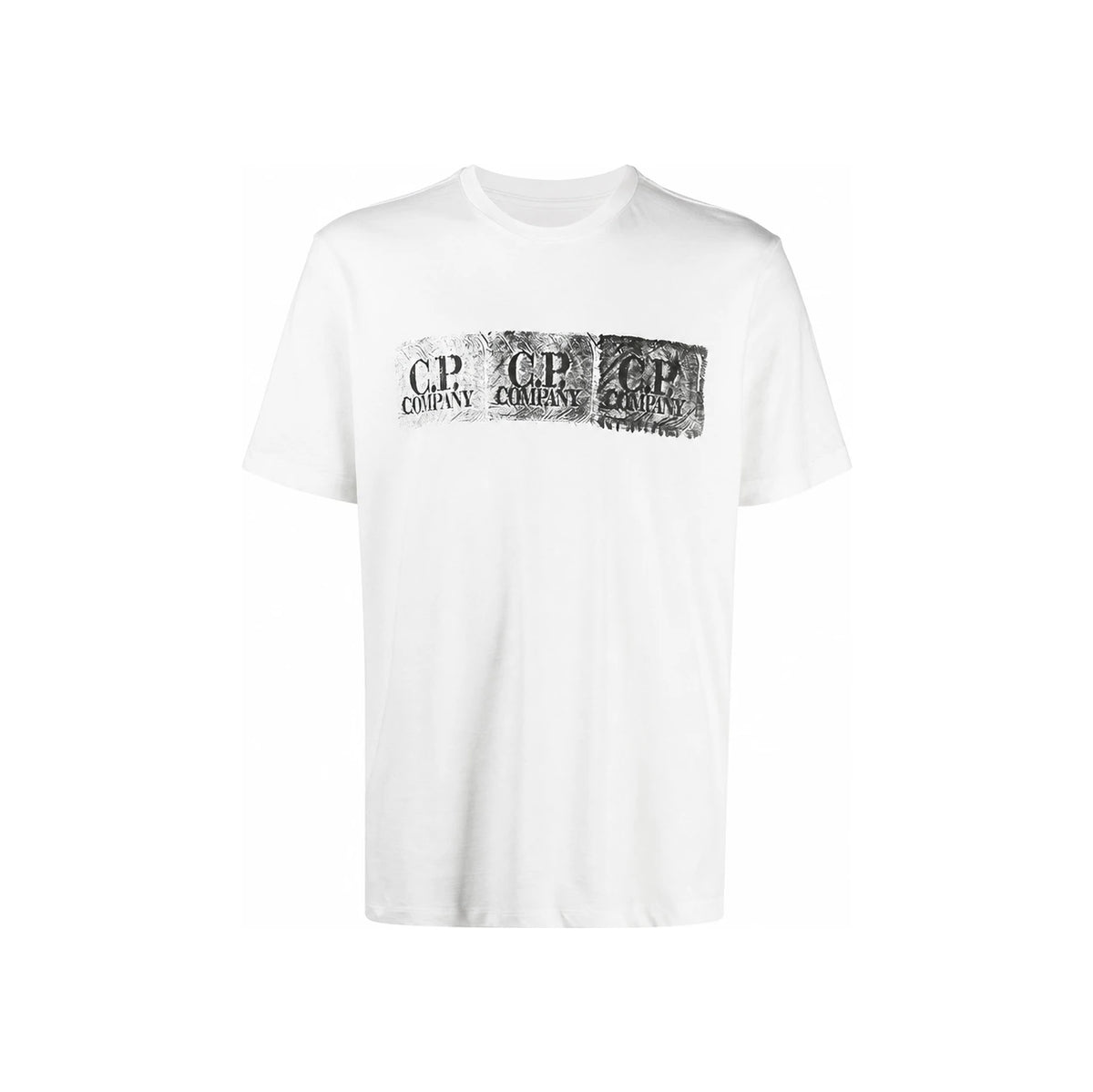 CP Company Men's Stamp Logo Print Short Sleeve T-Shirt White 10CMTS200A 006011W