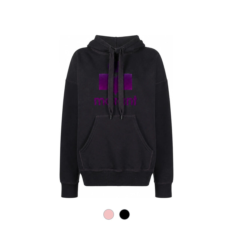 Isabel Marant Women’s Fleece-Lined Hoodie Black/Light Pink SW0031 22P048E