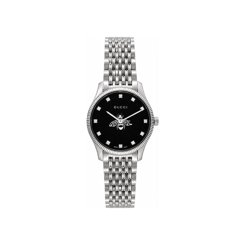 GUCCI G-Timeless Bee Black Silver Women’s Metal Watch YA1265020