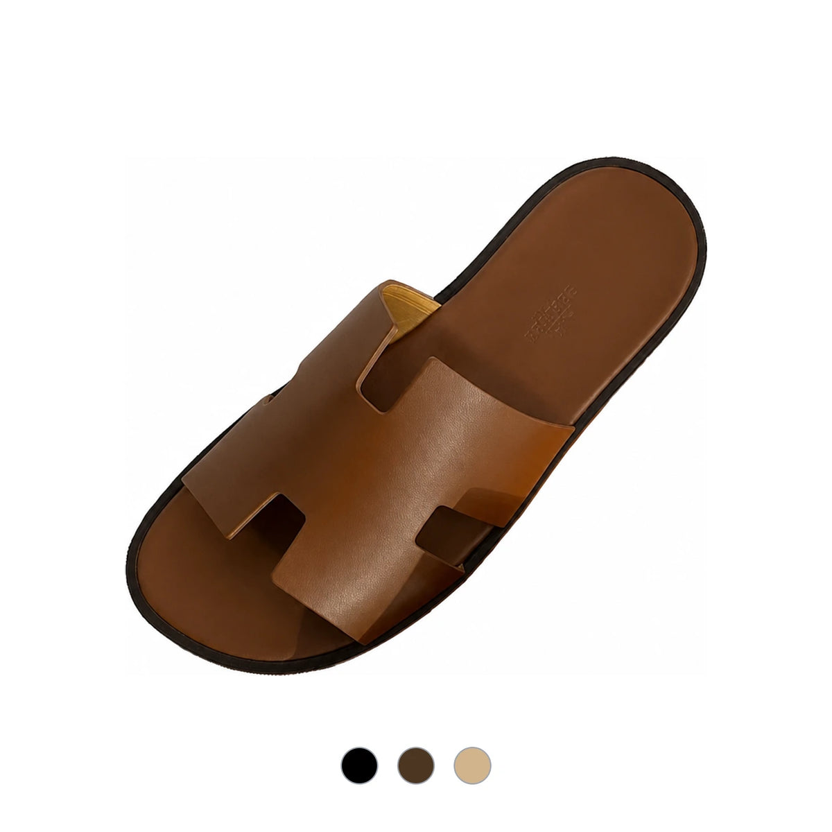HERMES Izmir Slippers Gold Leather Men’s Slides H041141