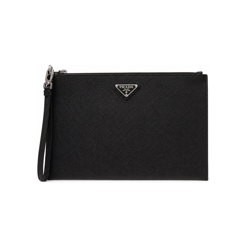 PRADA Saffiano Leather Clutch Black