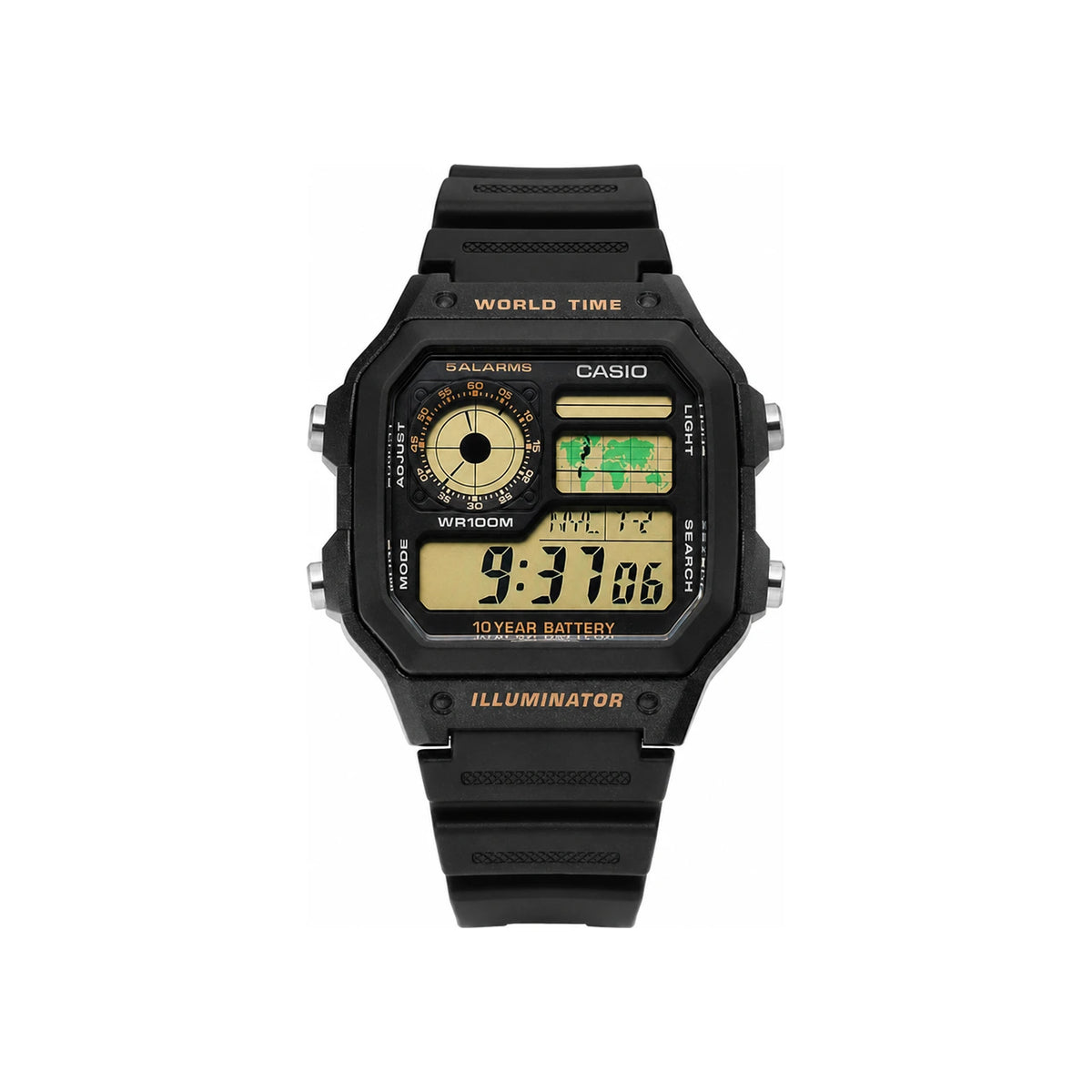 Casio Men's Black Resin Band Digital Watch AE 1200WH 1BVDF