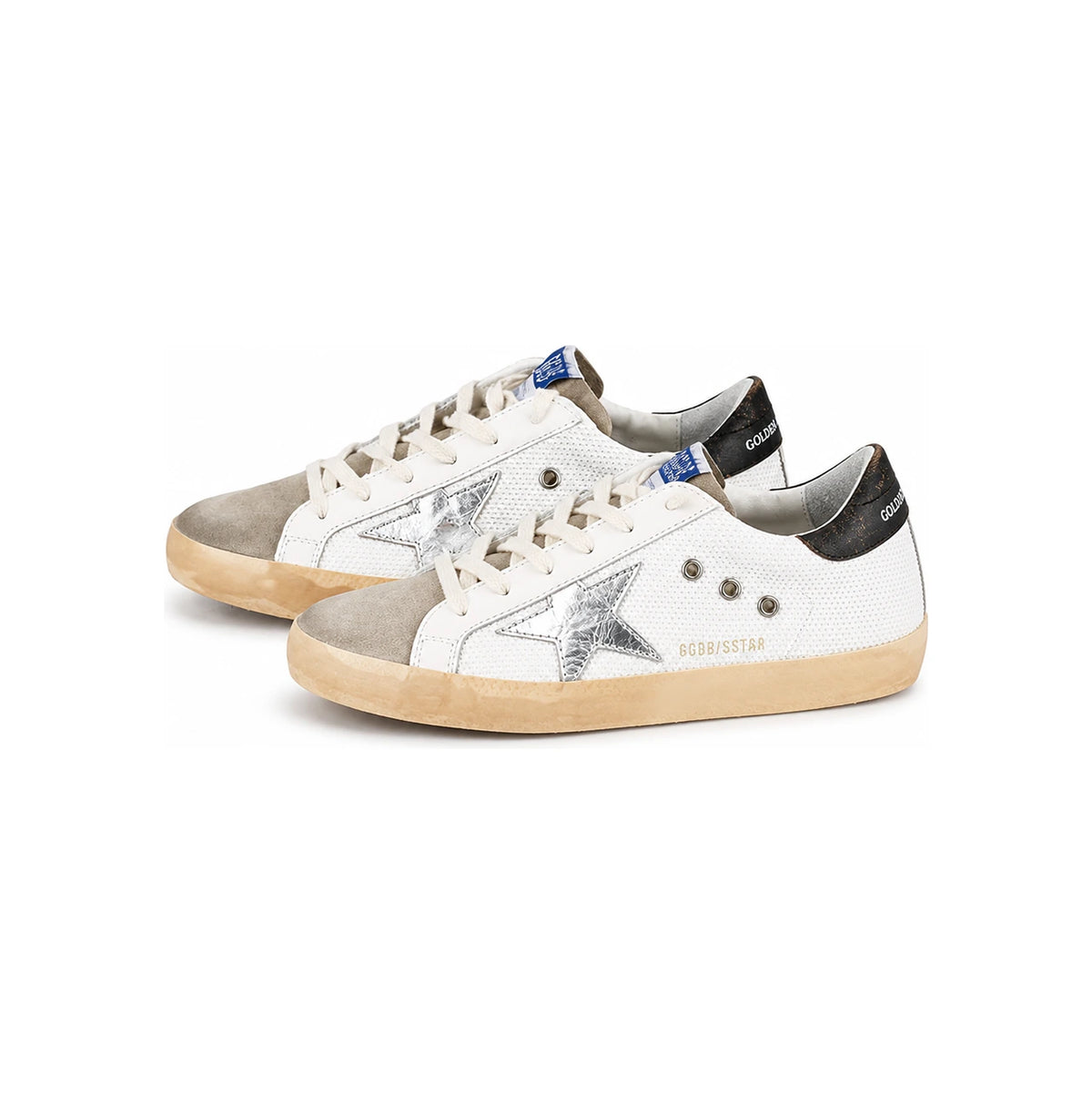 GOLDEN GOOSE Women's Silver Star Black Heel Tab Low-Top Sneakers GWF00101 81772