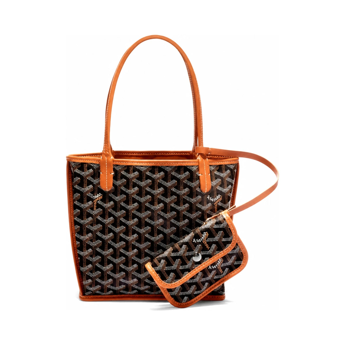 GOYARD Anjou Mini Tote Brown Black Tan Leather Women’s Handbag