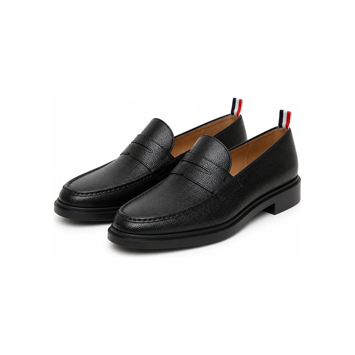 THOM BROWNE Black Leather Penny Loafers MFD054G