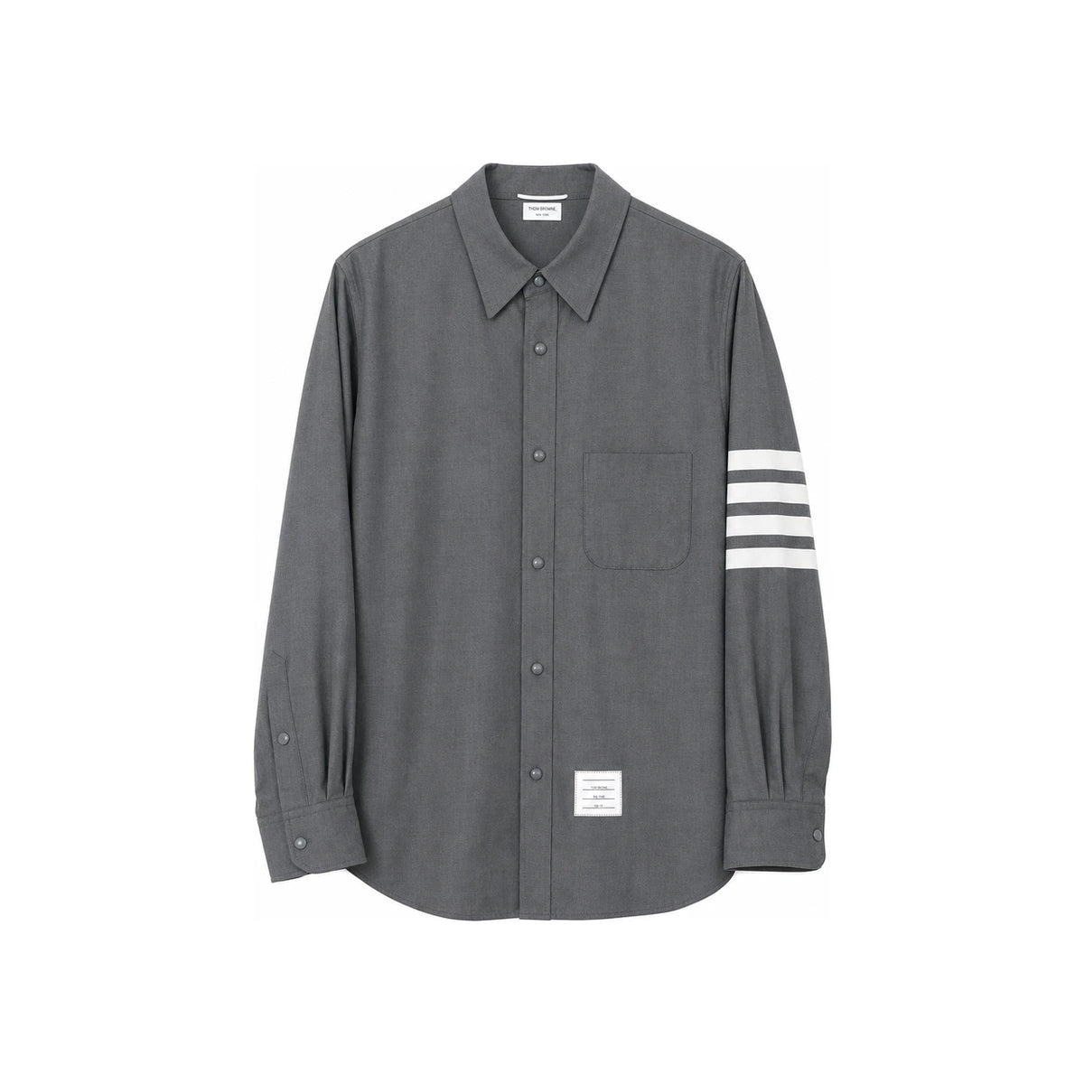 THOM BROWNE 4-Bar Oversized Wool Shirt Jacket Gray MJO055A 035