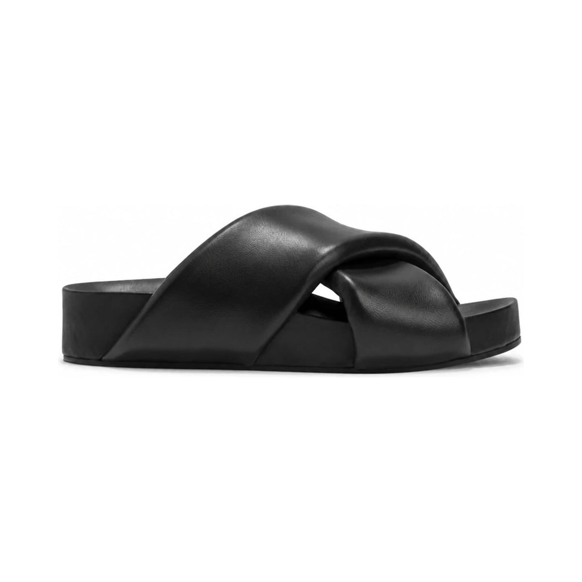 JIL SANDER Padded Strap Slide Sandals for Women Black Leather