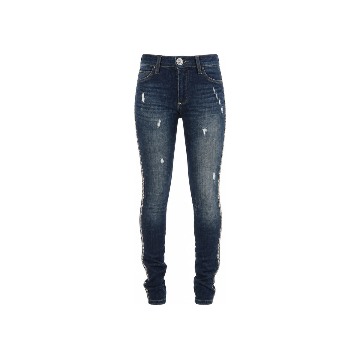 Philipp Plein Women’s Blue Distressed Skinny Denim Jeans
