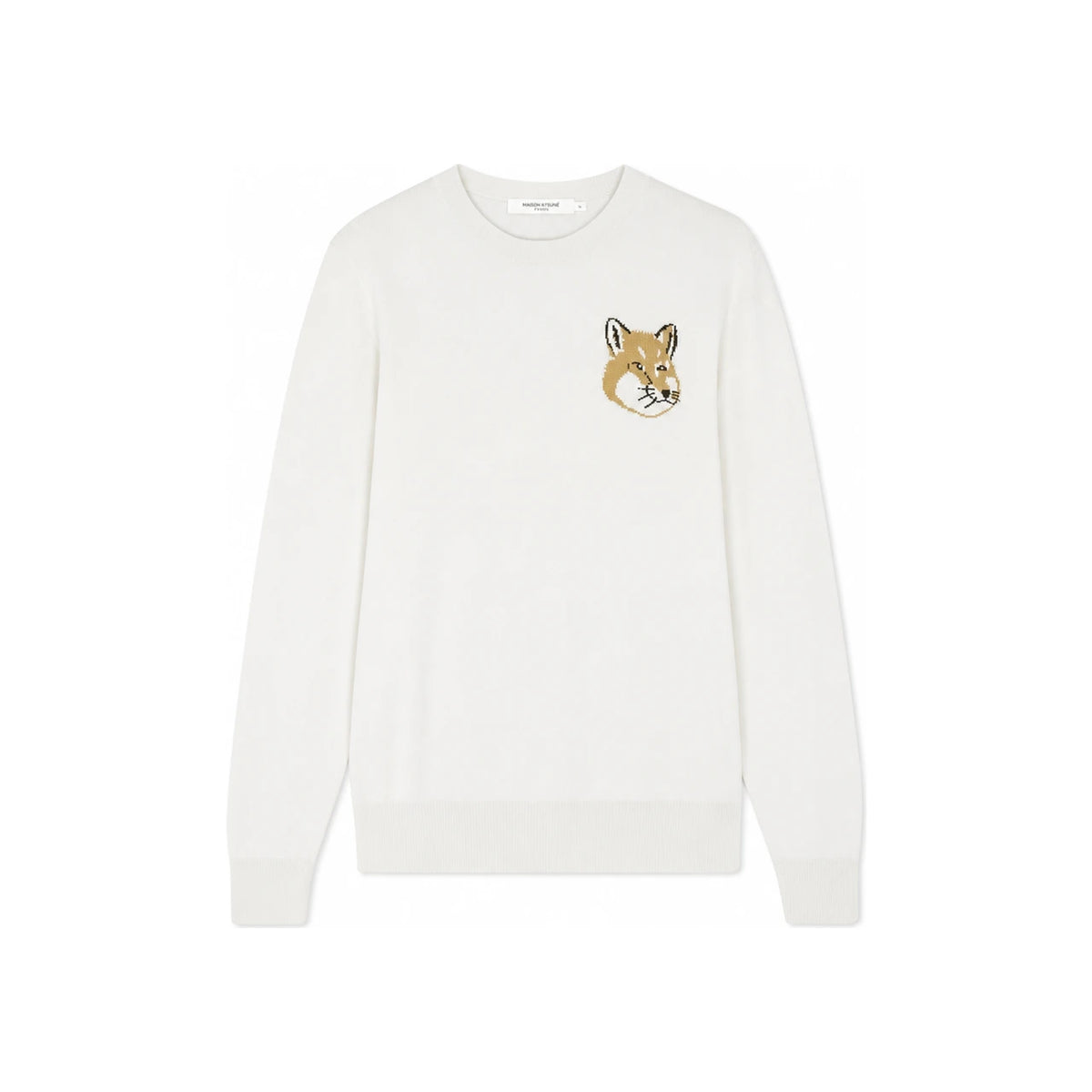 Maison Kitsune Fox Head Intarsia Unisex Crewneck Knit Sweater