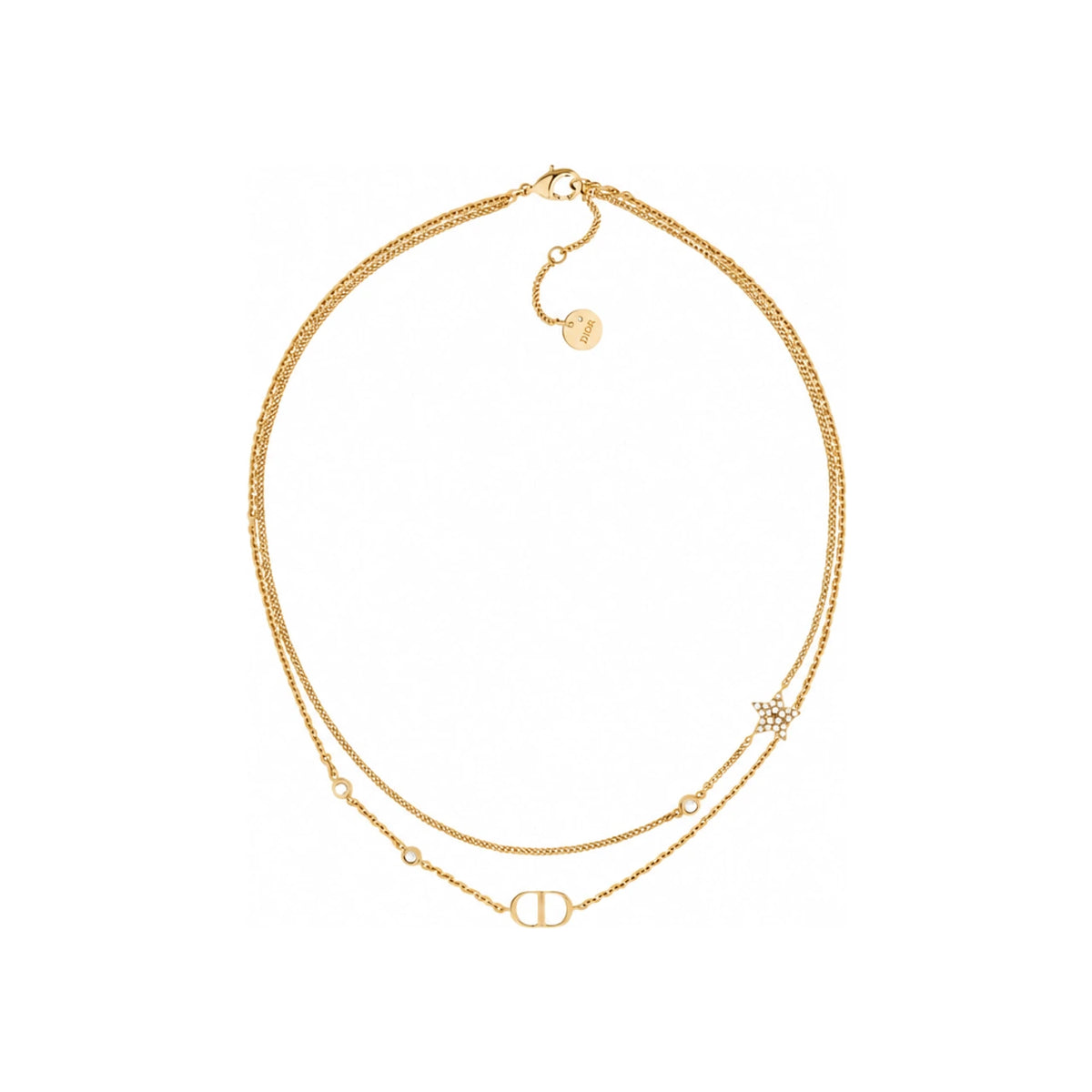 DIOR Petit CD Double Chain Necklace Gold Tone N1155PMTCY
