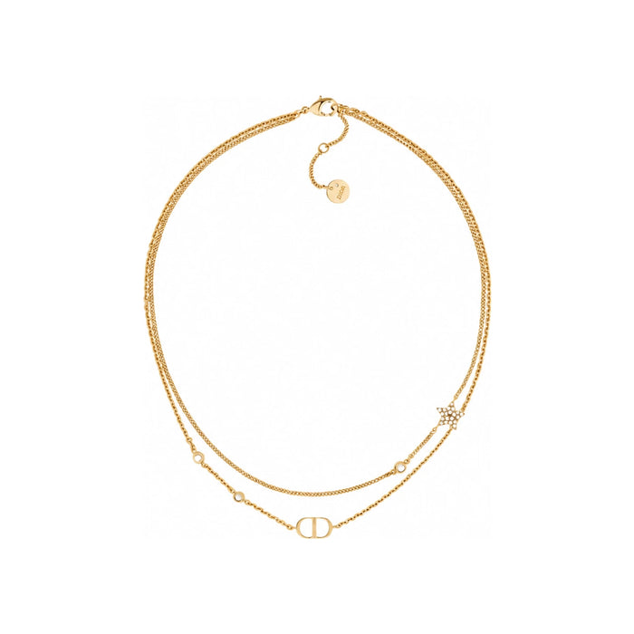 DIOR Petit CD Double Chain Necklace Gold Tone N1155PMTCY