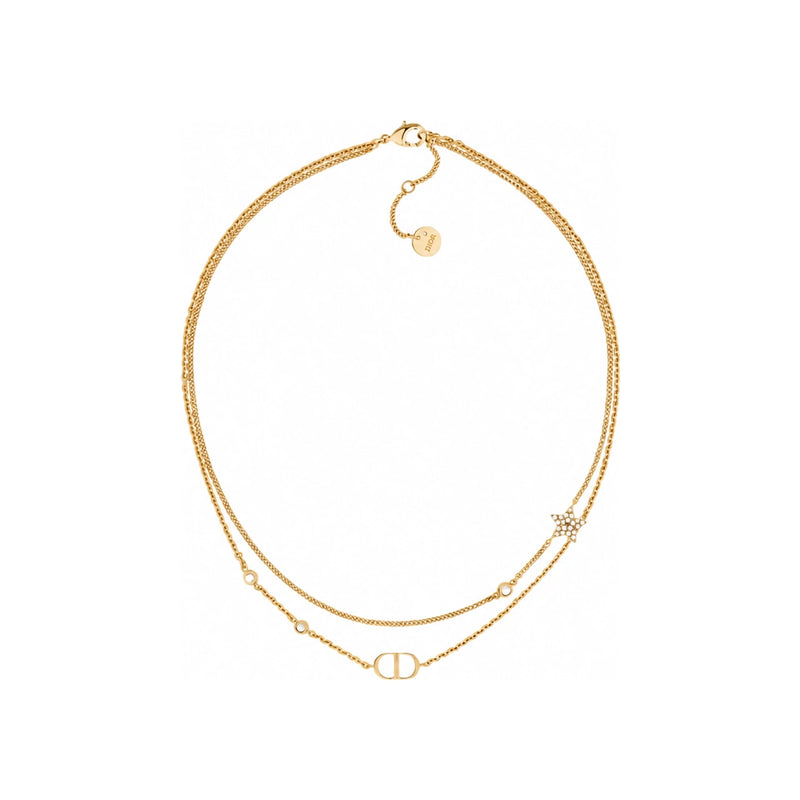DIOR Petit CD Double Chain Necklace Gold Tone N1155PMTCY