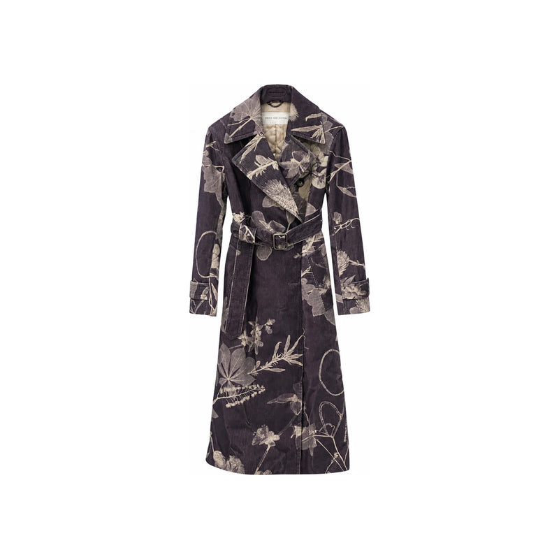 Dries Van Noten Women's Purple Corduroy Trench Coat 232 010200 7044 401