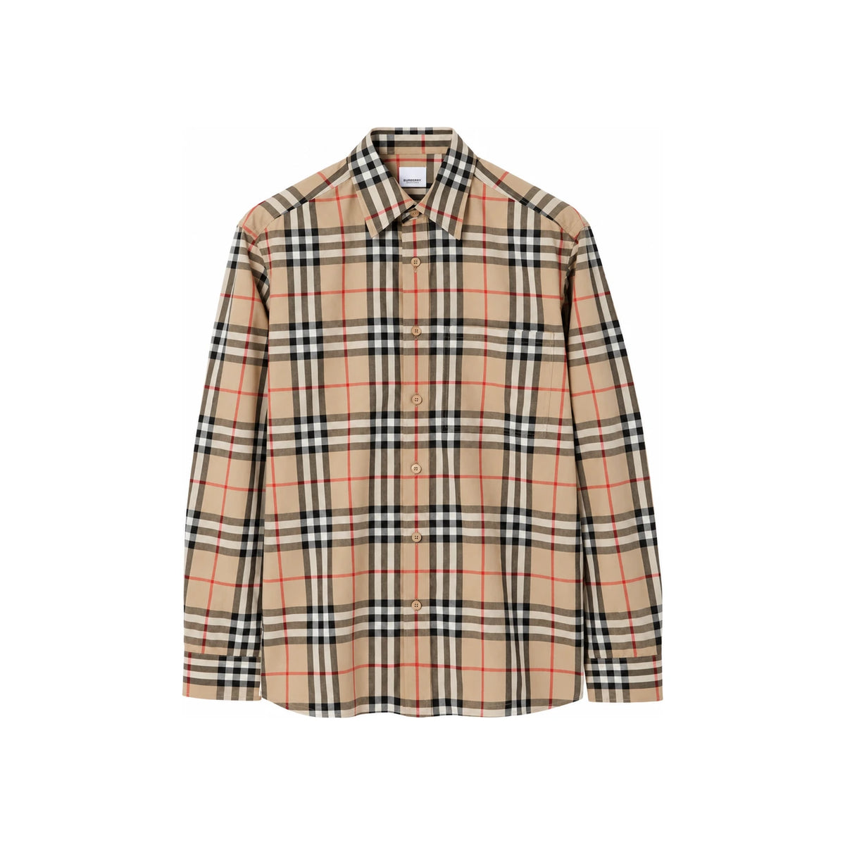 BURBERRY Long Sleeve Shirt Men Cotton Check Beige