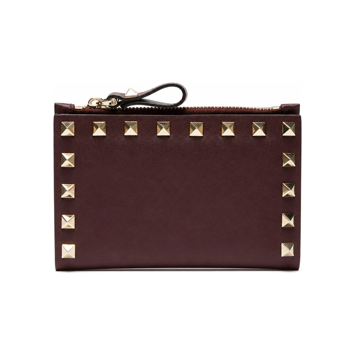 VALENTINO Rockstud Leather Zip Card Case Card Holder SW2P0605BOL