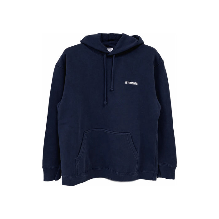 Vetements Unisex Small Logo Hoodie Black Cotton Pullover