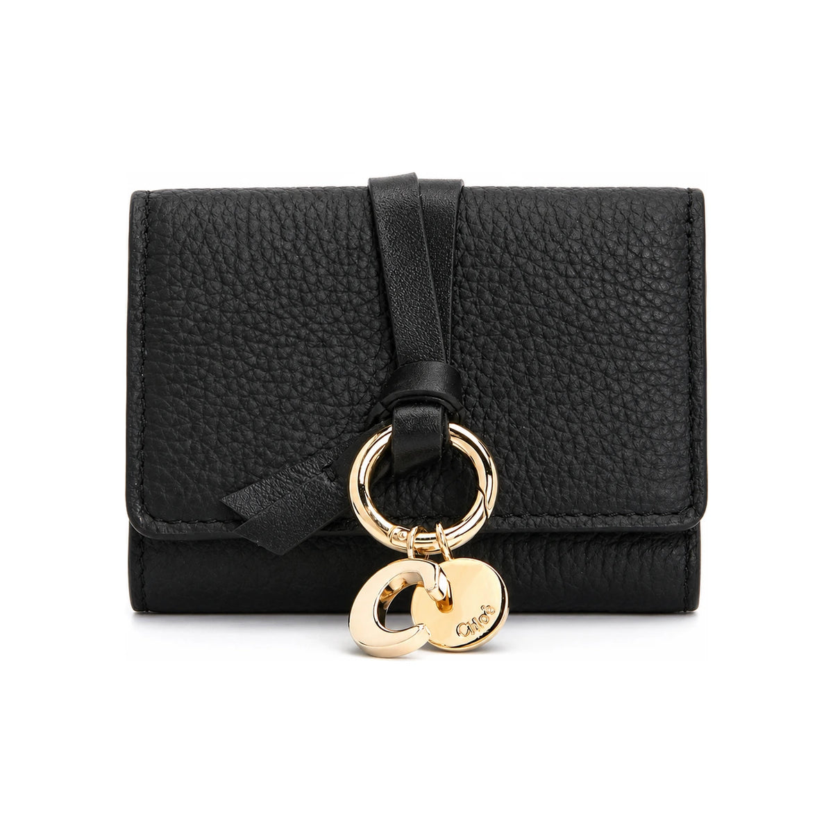 Chloe Alphabet Mini Coin Wallet Black Leather Bifold Wallet CHC21 WP946 F57 001