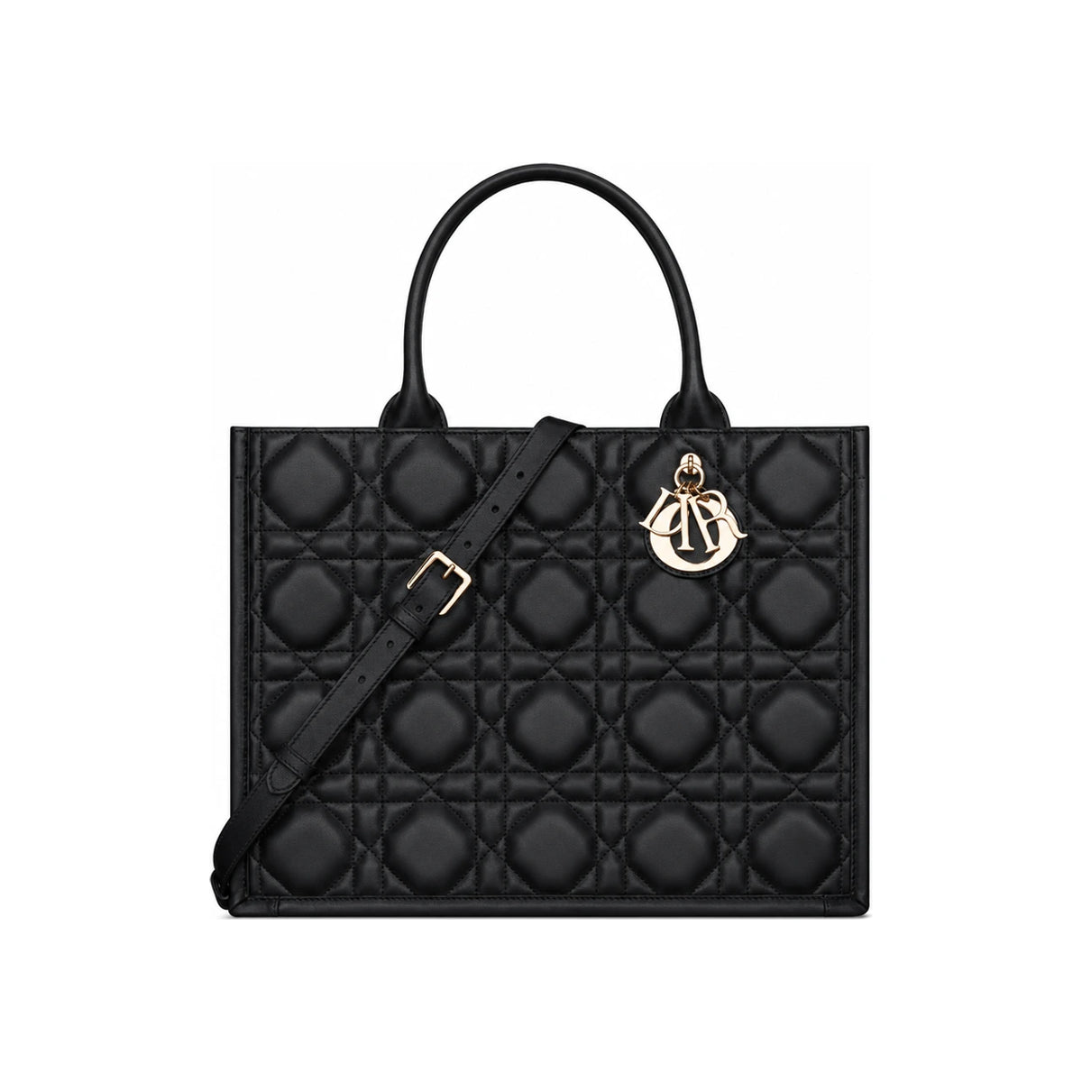 DIOR Leather Book Tote Medium Women’s Tote Bag Black White M1324OWHP