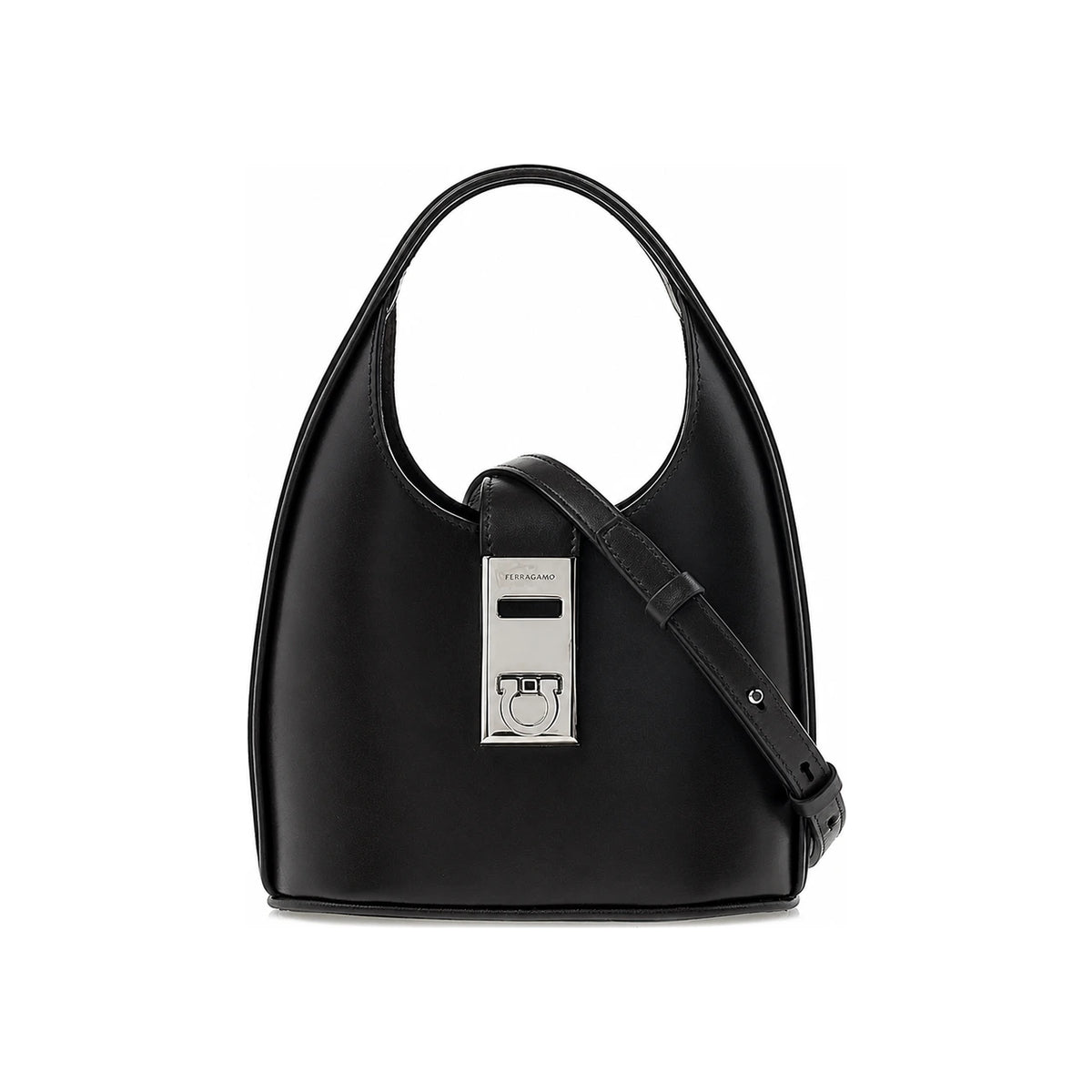 Ferragamo Gancini Buckle Leather Tote Bag Brown Women’s 0764457