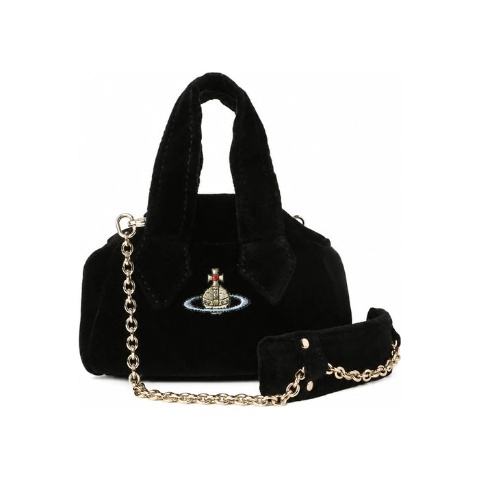Vivienne Westwood Mini Yasmin Black Leather Shoulder Bag