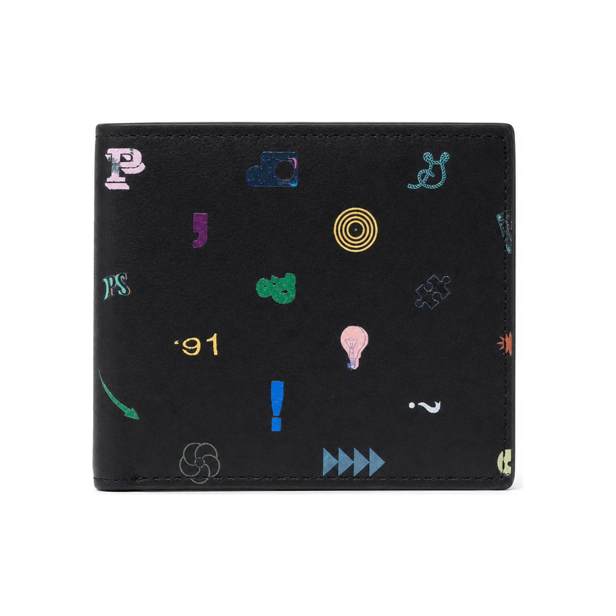 Paul Smith Black Leather Bifold Wallet with Symbol Logo Print HGRAPH PR