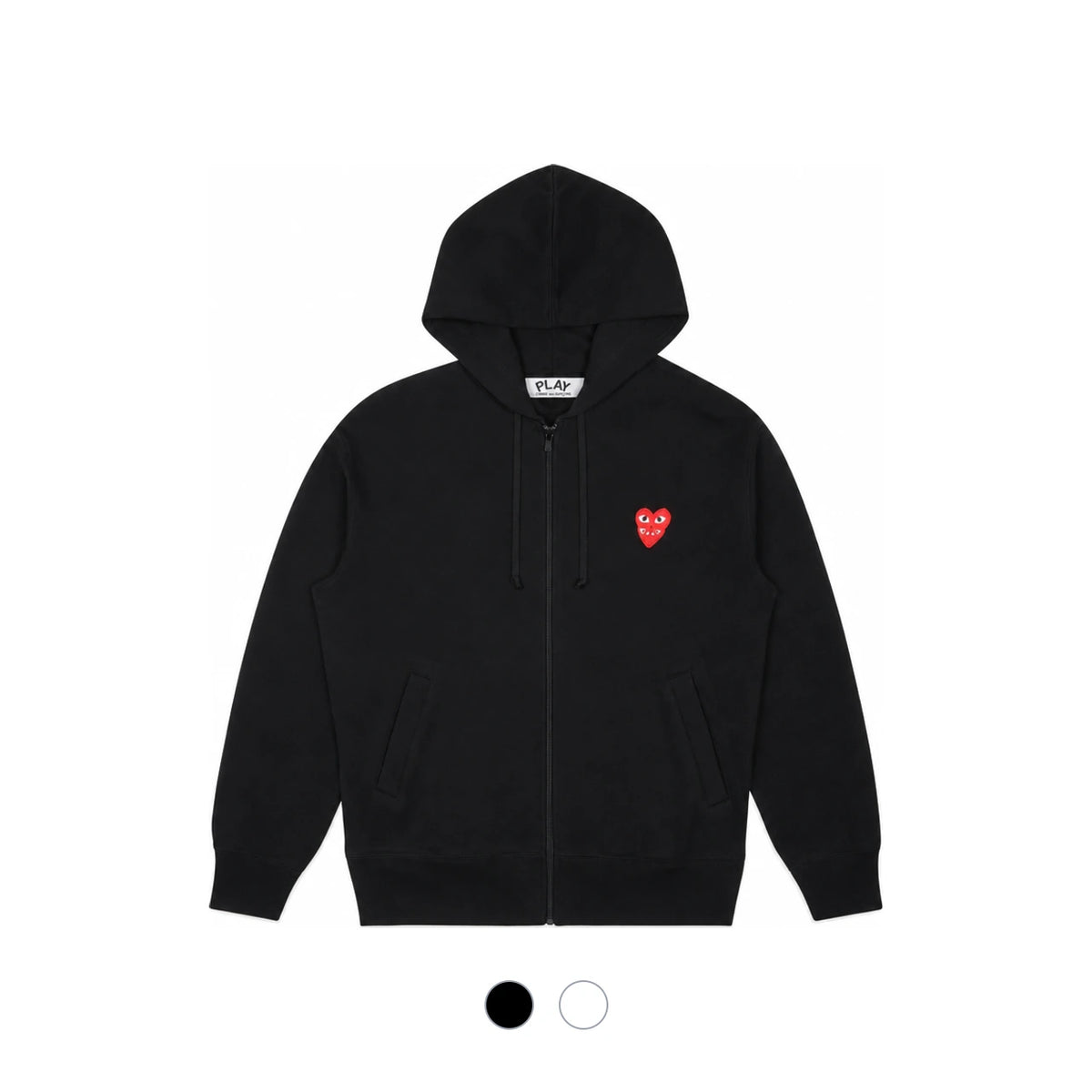 Comme des Garcons Double Heart Patch Zip Hoodie Unisex AX T294 051 BLACK