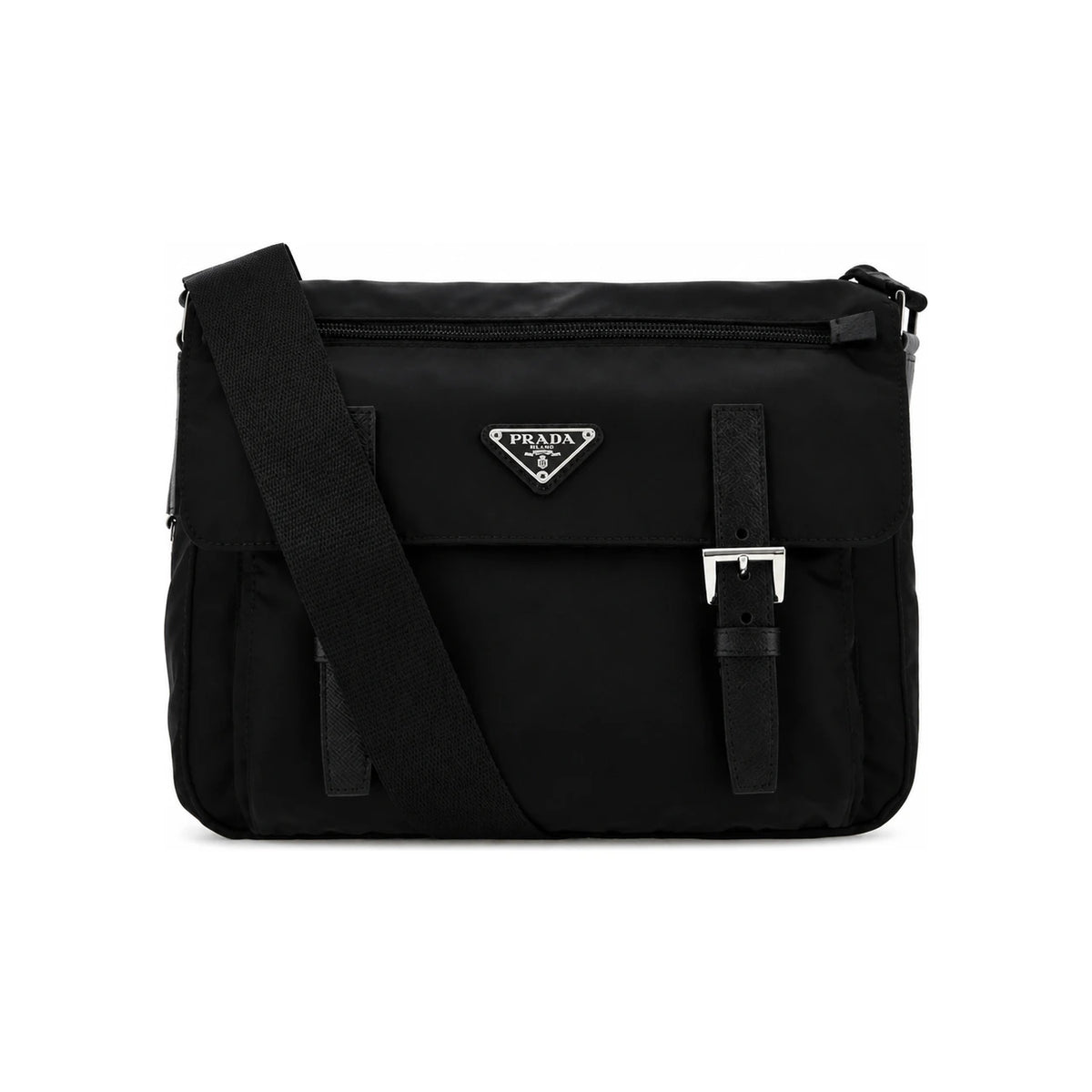 PRADA Black Leather Crossbody Shoulder Bag
