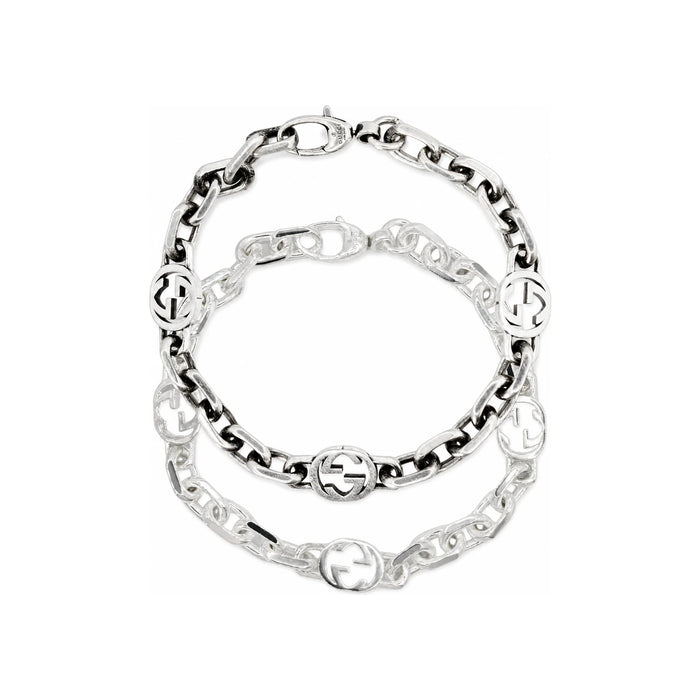 GUCCI Interlocking G Chain Bracelet Vintage Silver Jewelry
