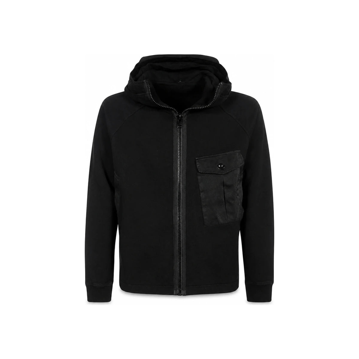Ten C Back Logo Label Black Hooded Zip-Up Jacket 22CTCUF02148 A06455 999