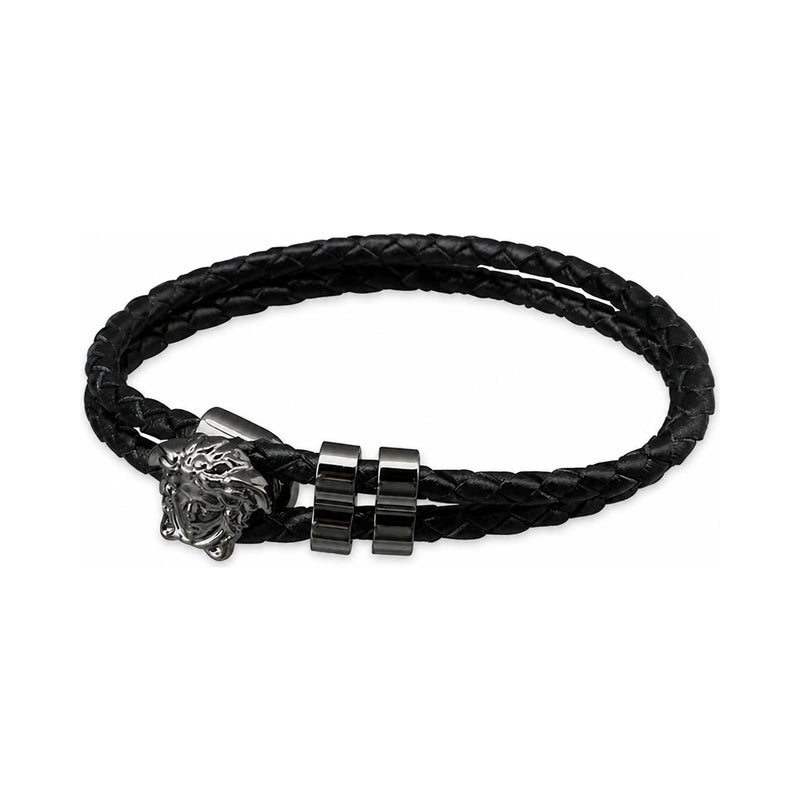 Versace Medusa Black Leather Bracelet