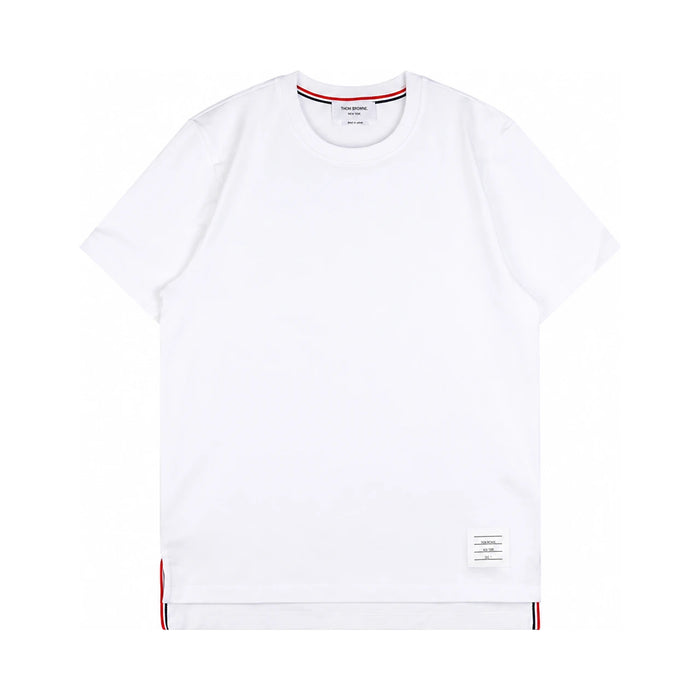 THOM BROWNE Side Slit Relaxed Fit Short Sleeve T-Shirt White