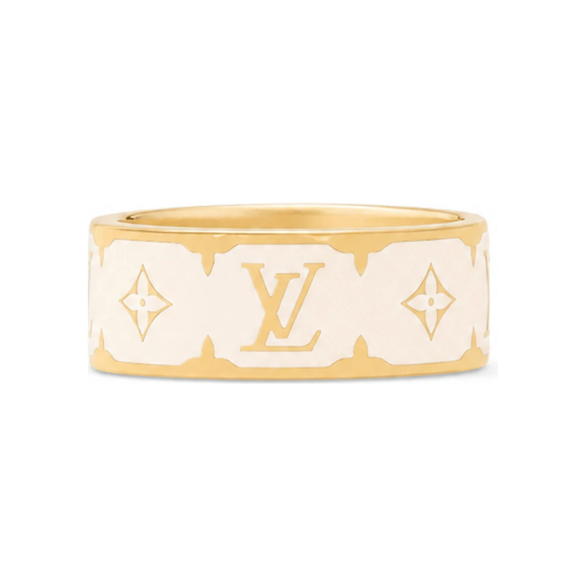 Louis Vuitton White Nanogram Enamel Ring Unisex M1565S