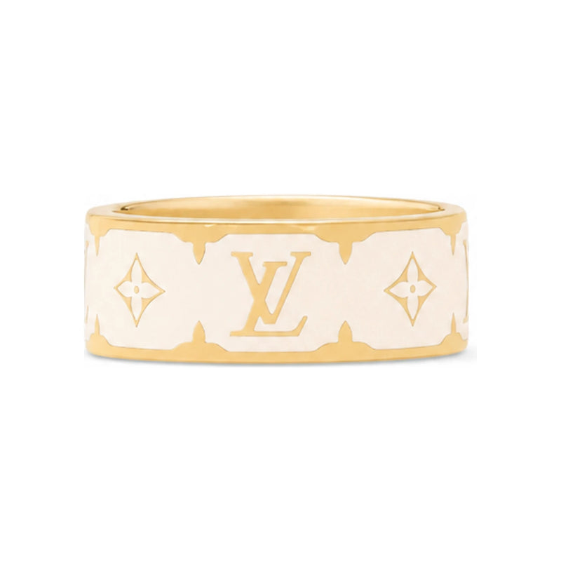 Louis Vuitton White Nanogram Enamel Ring Unisex M1565S
