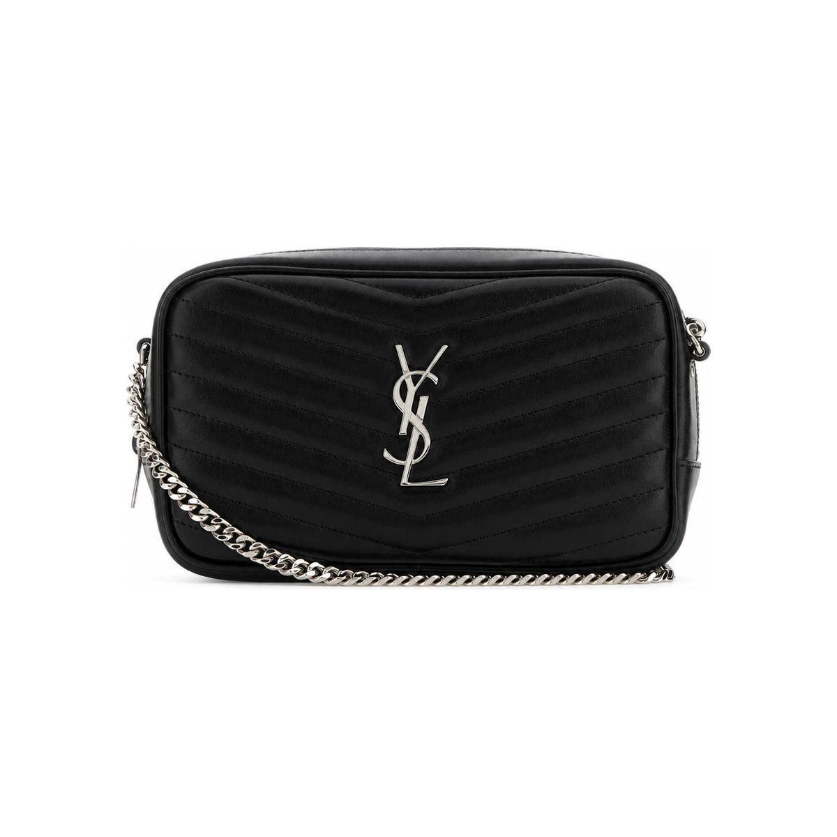 Saint Laurent Black Quilted Monogram Lou Mini Crossbody Bag