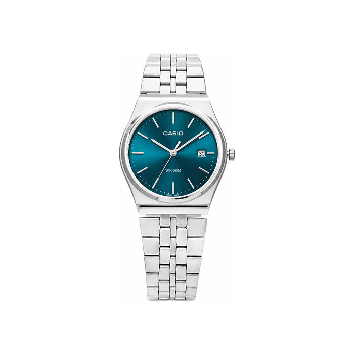 Casio Unisex Blue Dial Stainless Steel Analog Watch MTP B145D 2A2VDF