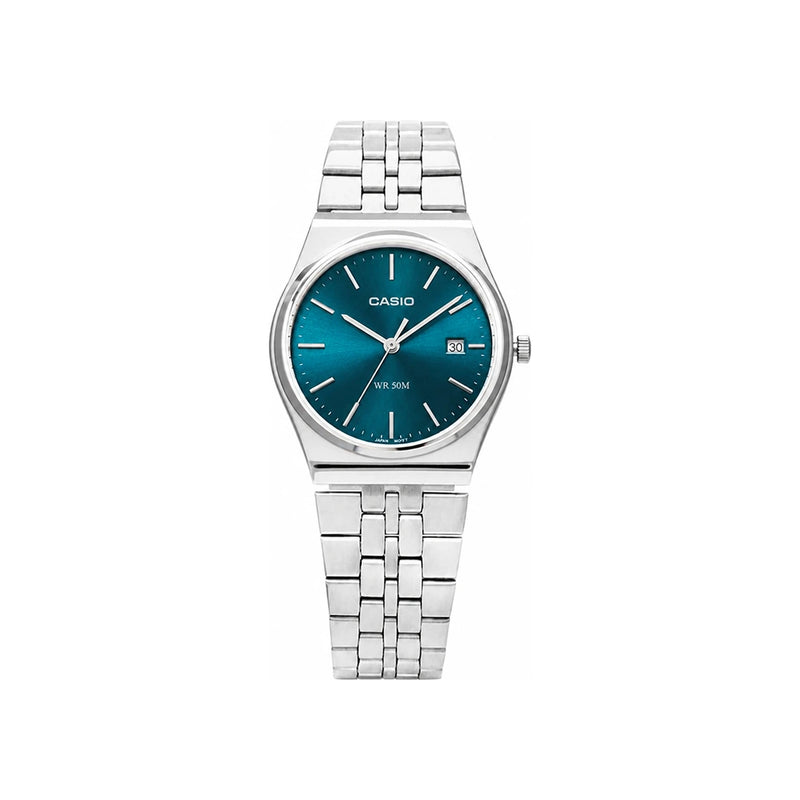 Casio Unisex Blue Dial Stainless Steel Analog Watch MTP B145D 2A2VDF