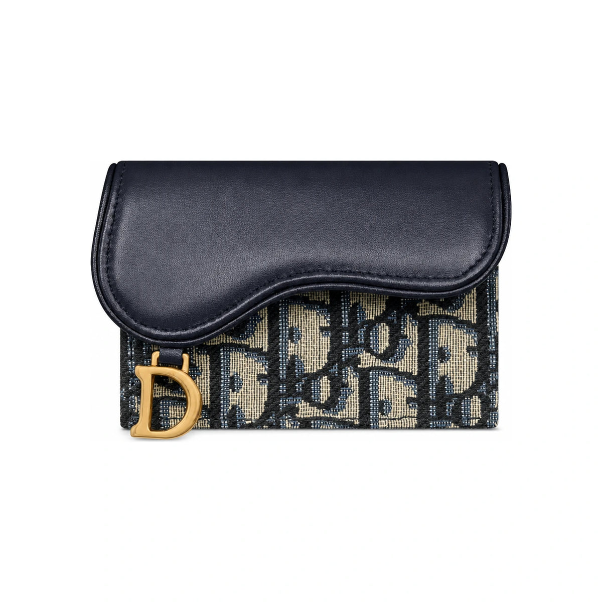 DIOR Saddle Bloom Blue Leather Card Holder Wallet S5611CNKO M928