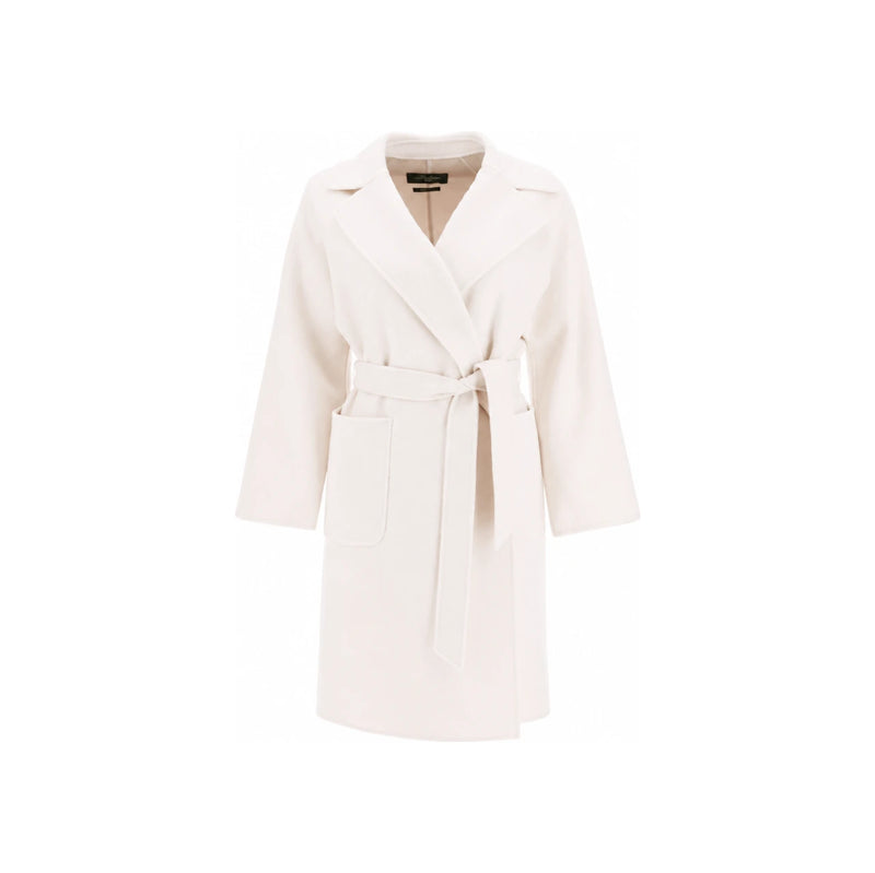Max Mara Belted Wool Coat Pink Ivory 50160329 064